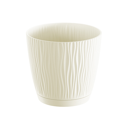 Blomsterpotte med skål, hvit 19x18cm