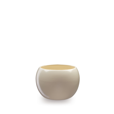 Keramikkpotte KULA 13cm sandfarget med fat