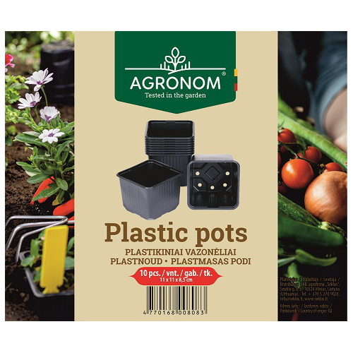 Plastpotter 11cm 10stk, svarte