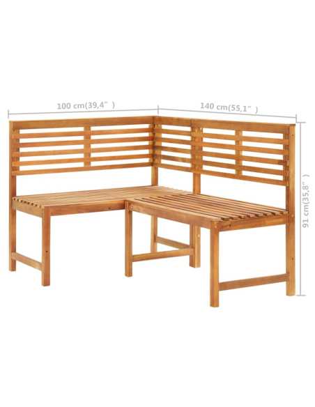 Utendørs hjørnebenk 140 cm heltre akasie